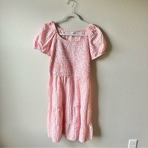 Chloe Rene pink and white checked women’s dress. Size small.